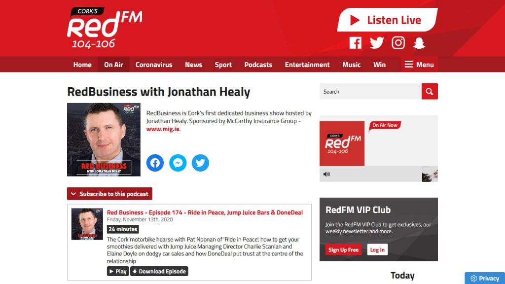 Ride In Peace on RedBusiness with Jonathan Healy